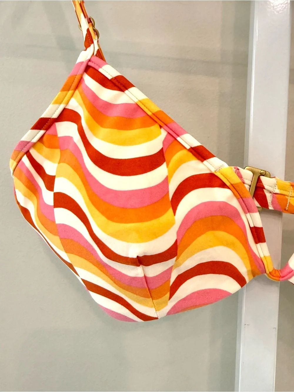 L*Space Helena Bikini Top Sz M Pink Orange Swirl Print Underwire Swim NWT